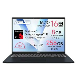 ASUS Vivobook 16 X1607QA-PU85W[16�^ | WUXGA | Snapdragon X | 8GB | 256GB | 11 Home | �N���C�G�b�g�u���[]