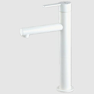 KVK 【MSL190DLEM4】 シングル混合栓 ロングボディ マットホワイト 洗面用水栓 台付シングルレバー