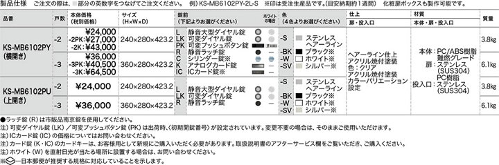 楽天市場】Nasta ナスタ 【KS-MB6102PU-2】ポスト W280×H120 前入後出/屋内タイプ : DOOON ショップ