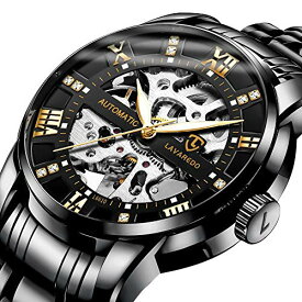 腕時計, メンズ腕時計 機械式 スケルトン シルバース テンレススチール 高級 防水 き ルミナス ダイヤモンド ローマ数字 ダイヤル 時