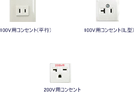 追加工事 100⇔200V電源切替/コンセント形状取替