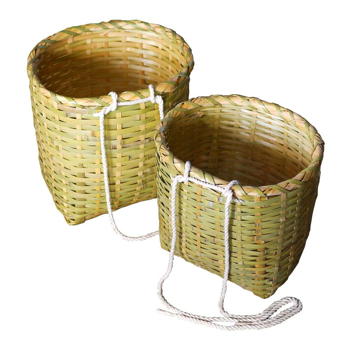 楽天市場】あす楽【竹製腰かご 大/小2サイズ 直径25cm×高28cm~】 収穫 