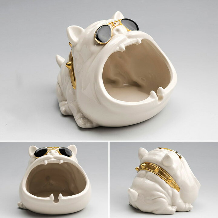 【500円OFFクーポン】犬 灰皿 陶器製 いぬ イヌ サングラス【タバコ 煙草 アッシュトレイ BIG ビッグ 小物入れ 動物 インテリア 雑貨 おもしろ DOG】 雅美良品 かわいい犬の形の灰皿8