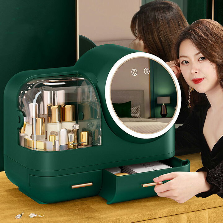 楽天市場】メイクボックス ミラー付き LEDライト メイク収納 化粧品 