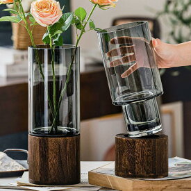 木製 花瓶 フラワー アレンジメント カビン 桟橋 植物 リビングルーム フラワーアレンジメント ガラス花瓶