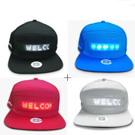 LED付きキャップ LEDサイン帽子 人気 キャップ LEDメッセージ帽子 スマホで簡単入力 各種文字入力可能 調節可能 男女兼用 仮装 変装 光る帽子