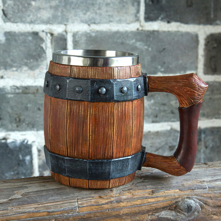 楽天市場】ビール ジョッキ グラス 樽 木樽型 ステンレス 600mL 
