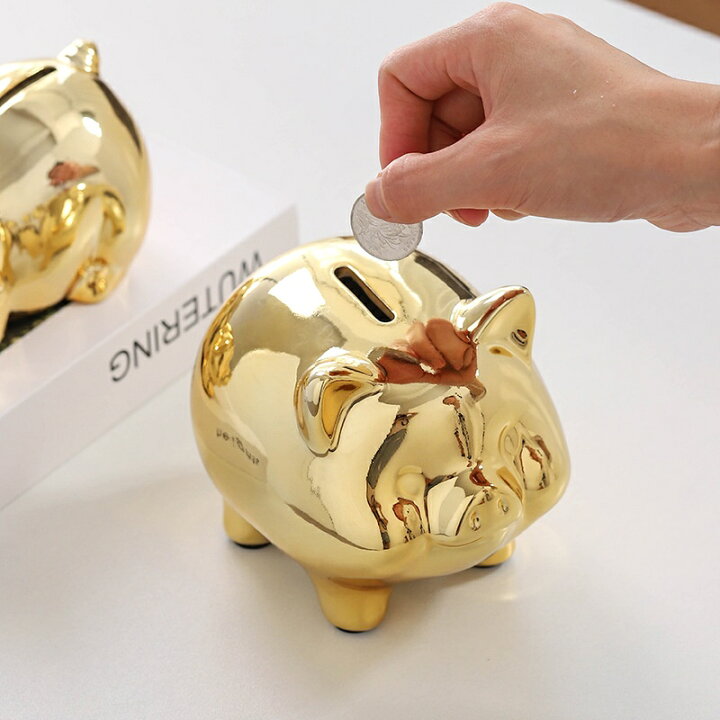 楽天市場】豚 貯金箱 ぶた 陶器 ゴールド 金色 置物 おしゃれ かわいい 