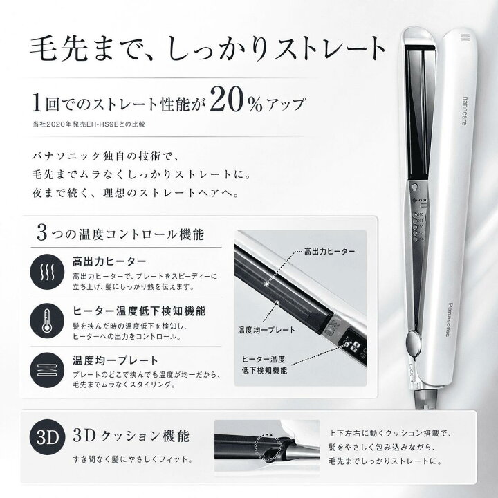 楽天市場】パナソニック Panasonic ストレートアイロン ナノケア 白 