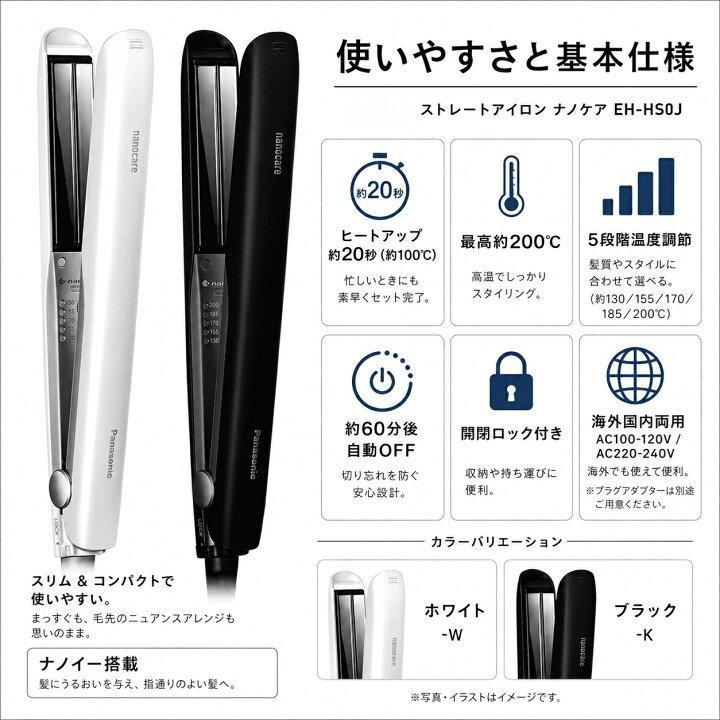楽天市場】パナソニック Panasonic ストレートアイロン ナノケア 白 