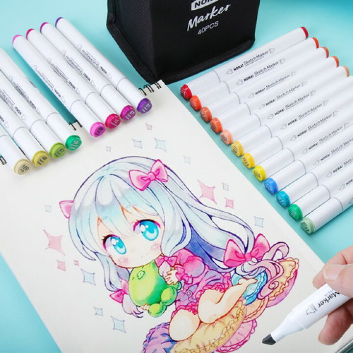 楽天市場 500円offクーポン マーカーペン 60色セット 2種類のペン先 太字 細字 塗り絵 イラスト 画材 アート 収納ケース付き お年玉 プレゼント 小学生 男の子 女の子 イラストマーカー 水彩ペン 油性コミック用 鮮やか 手帳 色塗り カード Diy 子供 大人 描画
