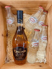 チョーヤ / CHOYA 梅酒 14° ザ・チョーヤ ブラック 720ml 1本・ウィルキンソン タンサン 190ml瓶 5本 梅酒ソーダ割りセットThe CHOYA BLACK