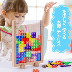 木製パズル テトリス 知育玩具 モンテッソーリ教育 テトリス風のゲーム タングラム 木製パズル 3次元 ロシアデスクトップ ゲーム ビルディングブロックボードタングラム数学キッズ子供教育玩具、知性の開発に役立