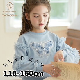 袖刺繍トレーナー| キッズ ベビー 子供 子供服 キッズ服 女の子 ガールズ 春服 長袖 トップス トレーナー キッズトレーナー 長袖トレーナー プルオーバー スウェット スエット 保育園 綿 コットン 裏毛 刺繍 花柄 小花