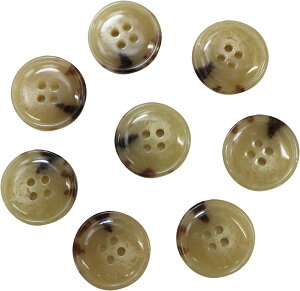水牛調ボタン【ベージュ&ブラウン】スーツ コート ジャケット ブレザー 四つ穴 フロント 袖口 8個入り【20mm】きらきらぷんぷん丸 B-053