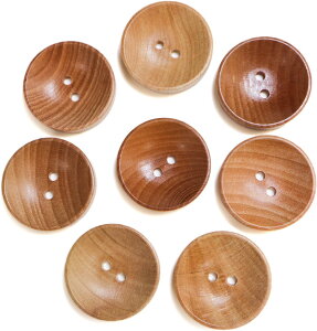 ウッドボタン 二つ穴ボタン ナチュラル シャツボタン ウッド ボタン ブラウン 木目 木製 8個入り【25mm】きらきらぷんぷん丸 B-081