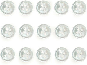 シェルボタン 貝製 片面 高瀬貝 シャツ 四つ穴 白 ホワイト 15個入り【10mm】きらきらぷんぷん丸 B-092