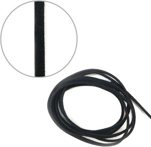 スエード紐 黒 ブラック レザー 革ひも アクセサリー パーツ ブレスレット ネックレス ハンドメイド【長さ1m×幅3mm】きらきらぷんぷん丸 SED-001