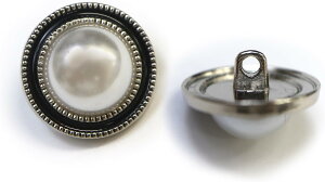 パールボタン 装飾 【シルバー 黒フチ】 ホワイト 白 パール 6個入り 【20mm】ビジュー 飾り 縫製 袖口 きらきらぷんぷん丸 B-152