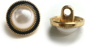 パールボタン 装飾 【ゴールド 黒フチ】 ホワイト 白 パール 10個入り 【11.5mm】ビジュー 飾り 縫製 袖口 きらきらぷんぷん丸 B-153