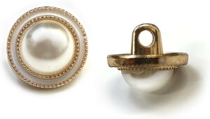 パールボタン 装飾 【ゴールド 白フチ】 ホワイト 白 パール 10個入り 【11.5mm】ビジュー 飾り 縫製 袖口 きらきらぷんぷん丸 B-157