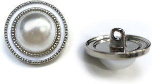 パールボタン 装飾 【シルバー 白フチ】 ホワイト 白 パール 6個入り 【20mm】ビジュー 飾り 縫製 袖口 きらきらぷんぷん丸 B-162