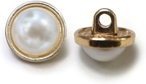 パールボタン 装飾 【金フチ ゴールド】 ホワイト 白 パール ボタン ビジューボタン 飾りボタン 縫製ボタン 袖口ボタン 10個入り 【11.5mm】 きらきらぷんぷん丸 B-163