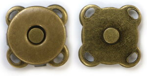 磁気ボタン 【アンティーク ゴールド】 金 縫い付けタイプ 打ち具不要 マグネットボタン 5個入り 【10mm】 きらきらぷんぷん丸 B-168