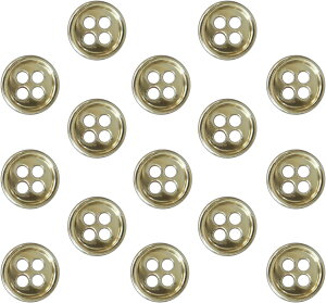 メタルボタン 四つ穴 【ゴールド 鏡面仕上げ】 金 シャツ スーツ 15個入り 【10mm】 きらきらぷんぷん丸 B-204