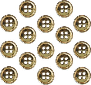 メタルボタン 四つ穴 【ゴールド 鏡面仕上げ】 金 シャツ スーツ 15個入り 【12.5mm】 きらきらぷんぷん丸 B-206