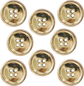 メタルボタン 四つ穴 【ゴールド 鏡面仕上げ】 金 シャツ スーツ 8個入り 【23mm】 きらきらぷんぷん丸 B-210