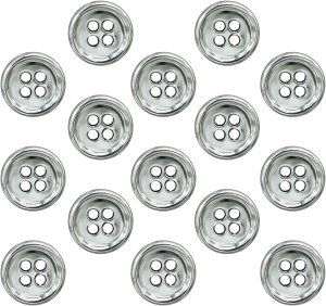 メタルボタン 四つ穴 【シルバー 鏡面仕上げ】 銀 シャツ スーツ 15個入り 【12.5mm】 きらきらぷんぷん丸 B-214