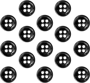 メタルボタン 四つ穴 【ブラック 鏡面仕上げ】 黒 シャツ スーツ 15個入り 【10mm】 きらきらぷんぷん丸 B-220