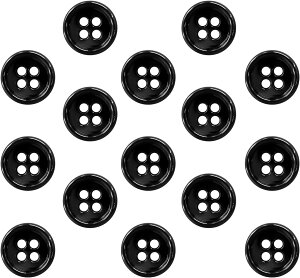 メタルボタン 四つ穴 【ブラック 鏡面仕上げ】 黒 シャツ スーツ 15個入り 【11.5mm】 きらきらぷんぷん丸 B-221