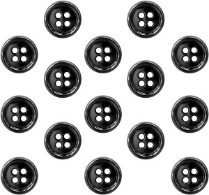 メタルボタン 四つ穴 【ブラック 鏡面仕上げ】 黒 シャツ スーツ 15個入り 【12.5mm】 きらきらぷんぷん丸 B-222