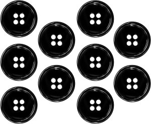 メタルボタン 四つ穴 【ブラック 鏡面仕上げ】 黒 シャツ スーツ 10個入り 【20mm】 きらきらぷんぷん丸 B-225