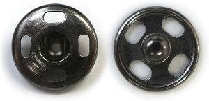 スナップボタン ブラック 7.5mm 10組入り 縫い付けタイプ 打ち具不要 黒 ボタン きらきらぷんぷん丸 B-318