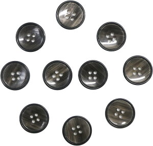 四つ穴ボタン 【ブラック】 黒 ツヤあり 半透明 ボタン シャツボタン 10個入り 【20mm】 きらきらぷんぷん丸 B-354