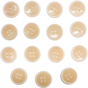 四つ穴ボタン 【オレンジ】 ツヤあり 半透明 パステルカラー ボタン シャツボタン 15個入り 【15mm】 きらきらぷんぷん丸 B-365