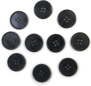 マーブルボタン 四つ穴 【ブラック&ダークグレー】 黒 ツヤなし 大理石調 ボタン スーツボタン ジャケットボタン 10個入り 【25mm】 きらきらぷんぷん丸 B-385