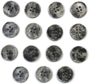 マーブルボタン 四つ穴 【ブラック&ホワイト】 黒 ツヤなし 大理石調 ボタン スーツボタン ジャケットボタン 15個入り 【18mm】 きらきらぷんぷん丸 B-389