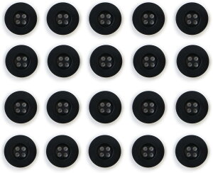 ミリタリーボタン 【ブラック】 四つ穴ボタン 黒 ボタン 20個入り 【15mm】 きらきらぷんぷん丸 B-406