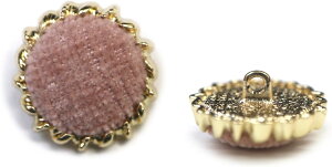 スエード調 布ボタン 【ピンク】 金フチ ボタン 飾りボタン 縫製ボタン 袖口ボタン 8個入り 【21.5mm】 きらきらぷんぷん丸 B-434