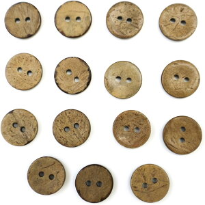 ココナッツボタン 二つ穴ボタン ナチュラル シャツボタン ウッド ボタン ブラウン 木目 木製 15個入り【15mm】きらきらぷんぷん丸 B-465