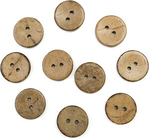 ココナッツボタン 二つ穴ボタン ナチュラル シャツボタン ウッド ボタン ブラウン 木目 木製 10個入り【18mm】きらきらぷんぷん丸 B-466