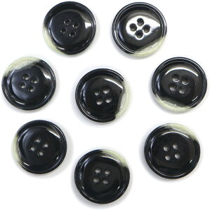 水牛調ボタン【ブラック&ホワイト】スーツ コート ジャケット ブレザー 四つ穴 フロント 袖口 8個入り【23mm】きらきらぷんぷん丸 B-483