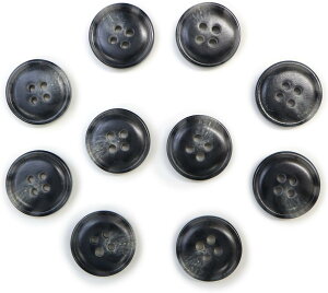 水牛調ボタン【ダークグレー&ホワイト】スーツ コート ジャケット ブレザー 四つ穴 フロント 袖口 10個入り【18mm】きらきらぷんぷん丸 B-486