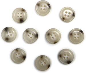 水牛調ボタン【アイボリー&ダークブラウン】スーツ コート ジャケット ブレザー 四つ穴 フロント 袖口 10個入り【15mm】きらきらぷんぷん丸 B-490