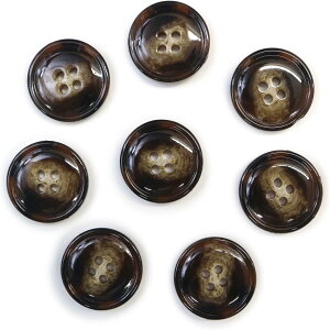 水牛調ボタン【ダークブラウン&ホワイト】スーツ コート ジャケット ブレザー 四つ穴 フロント 袖口 8個入り【20mm】きらきらぷんぷん丸 B-497