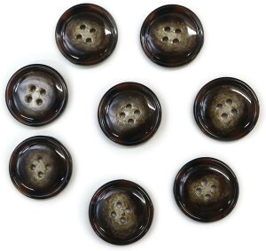 水牛調ボタン【ダークブラウン&ホワイト】スーツ コート ジャケット ブレザー 四つ穴 フロント 袖口 8個入り【23mm】きらきらぷんぷん丸 B-498